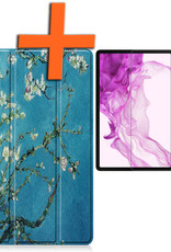 Nomfy Hoes Geschikt voor Samsung Galaxy Tab S8 Hoes Tri-fold Tablet Hoesje Case Met Screenprotector - Hoesje Geschikt voor Samsung Tab S8 Hoesje Hardcover Bookcase - Bloesem