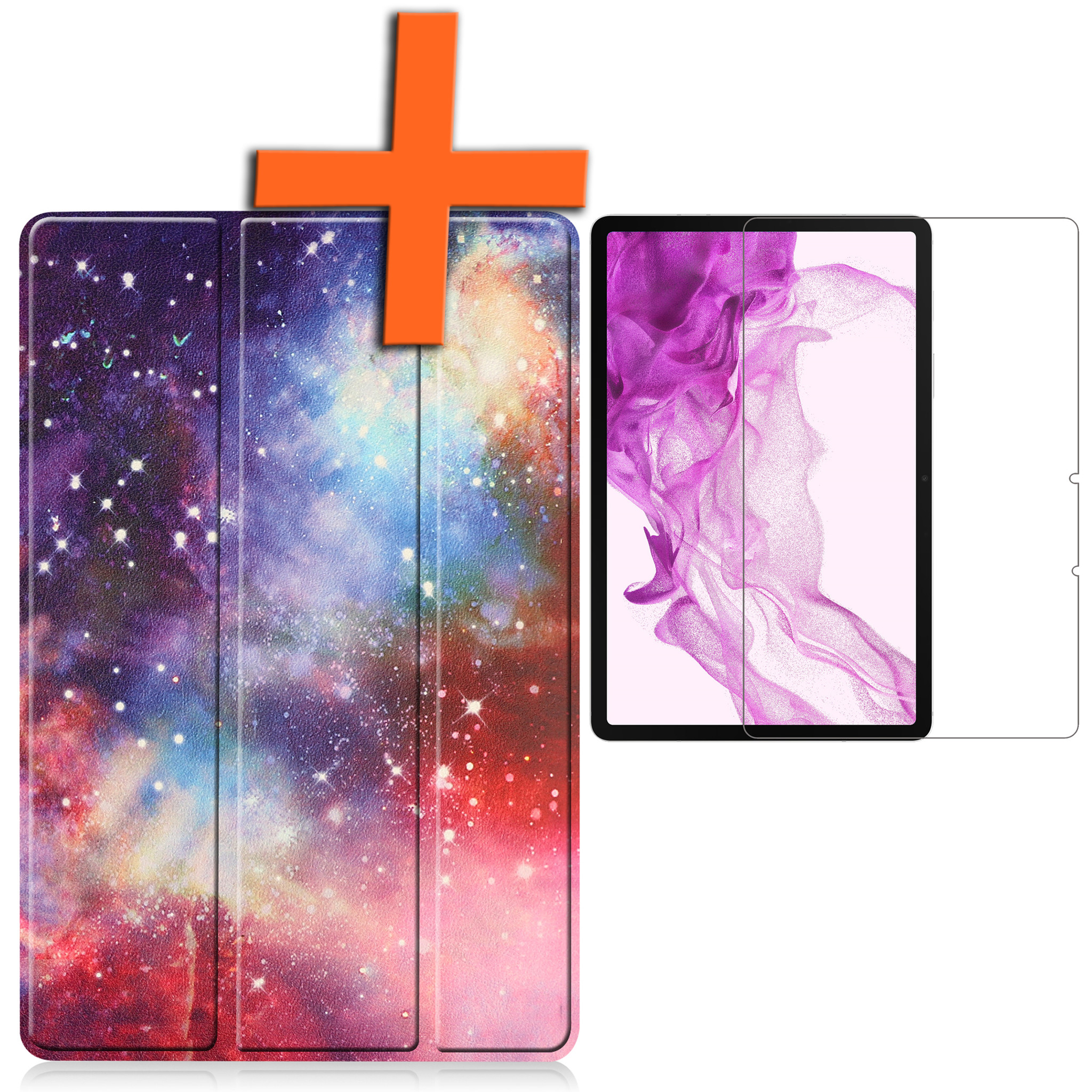 Nomfy Hoes Geschikt voor Samsung Galaxy Tab S8 Hoes Tri-fold Tablet Hoesje Case Met Screenprotector - Hoesje Geschikt voor Samsung Tab S8 Hoesje Hardcover Bookcase - Galaxy