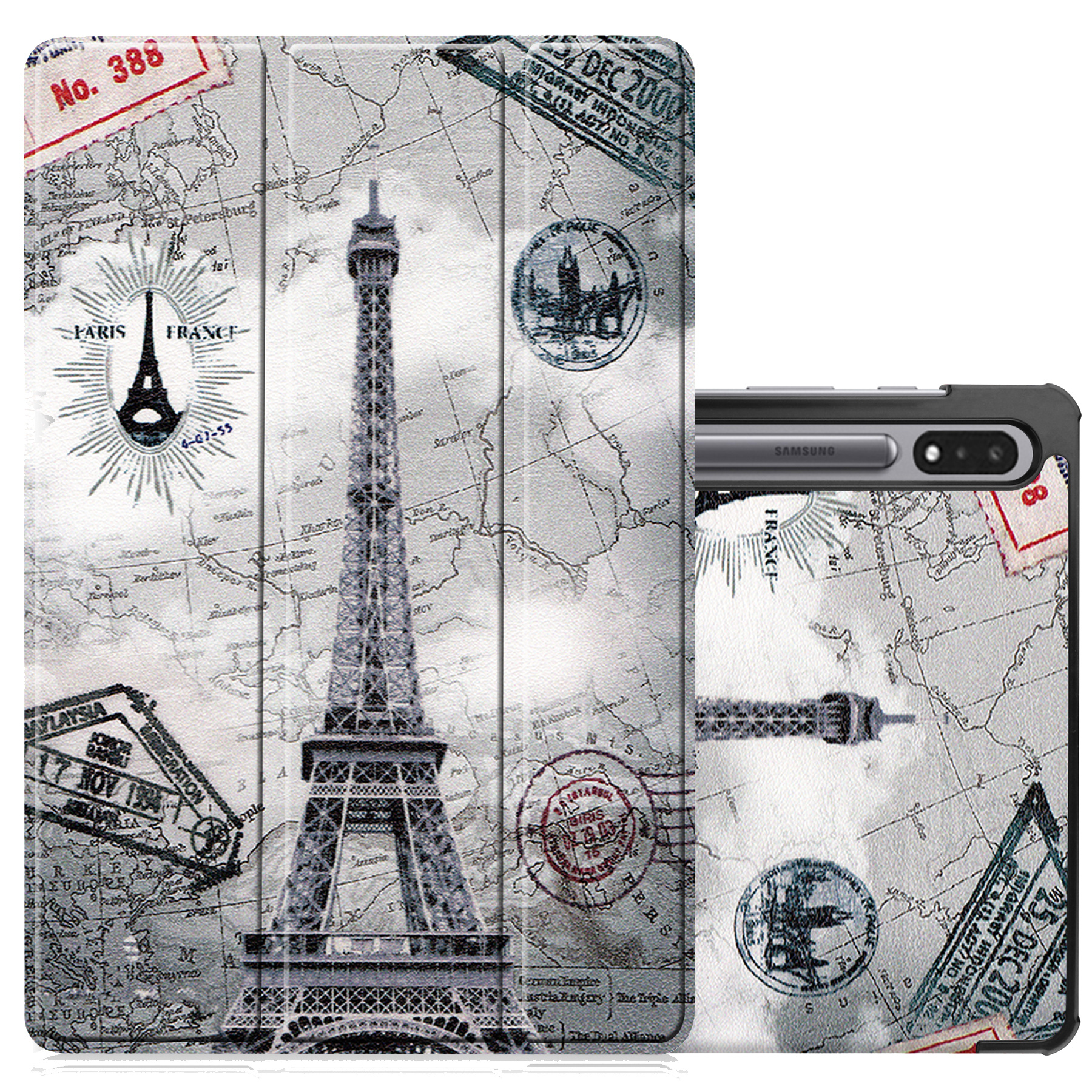 NoXx Hoesje Geschikt voor Samsung Galaxy Tab S8 Plus Hoesje Case Hard Cover Hoes Book Case - Eiffeltoren