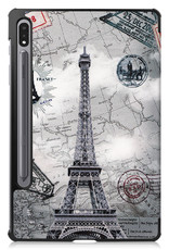 NoXx Hoesje Geschikt voor Samsung Galaxy Tab S8 Plus Hoesje Case Hard Cover Hoes Book Case - Eiffeltoren