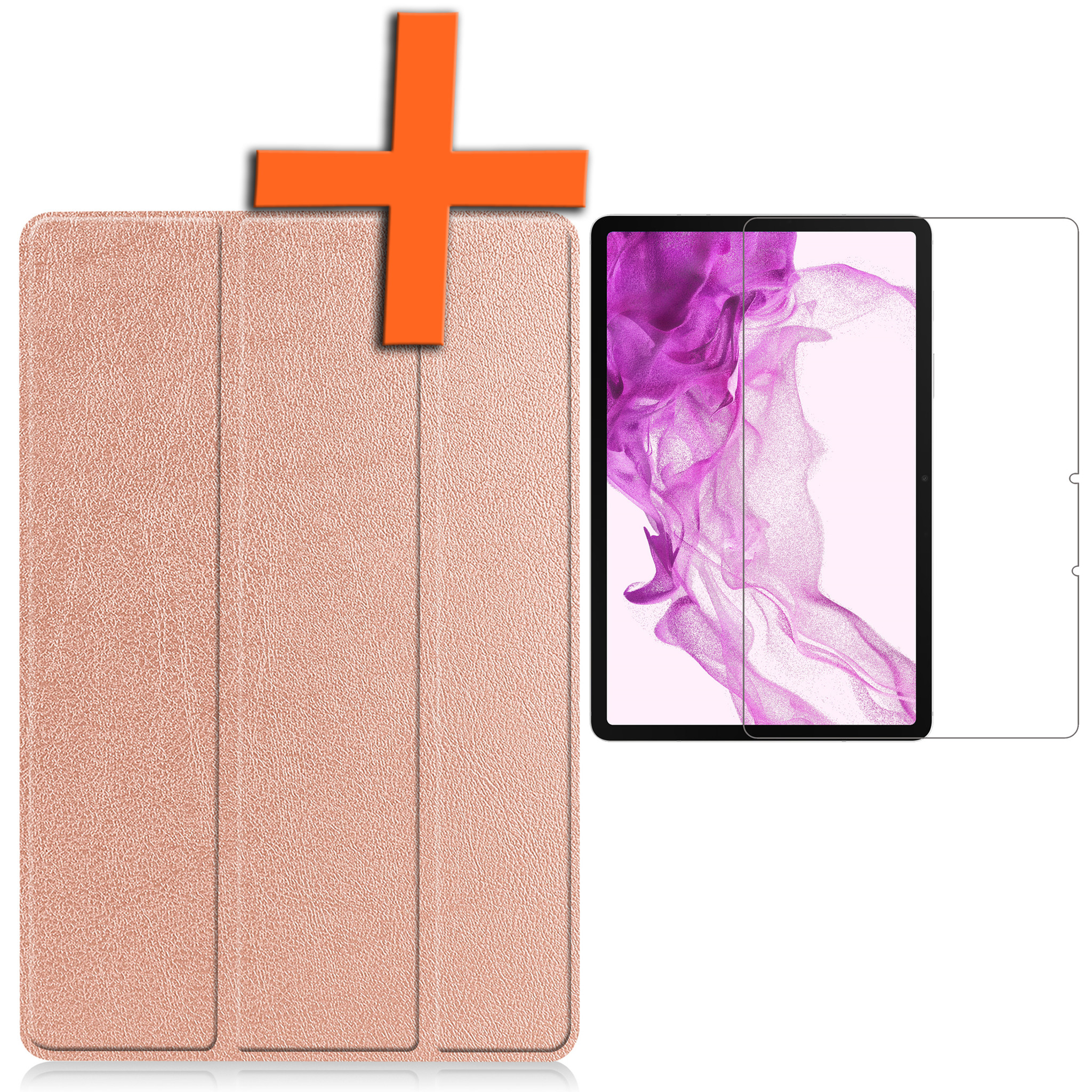 Samsung Galaxy Tab S8 Hoesje 11 inch Case Rosé Goud - Samsung Galaxy Tab S8 Hoes Hardcover Hoesje Bookcase Met Uitsparing S Pen - Rosé Goud