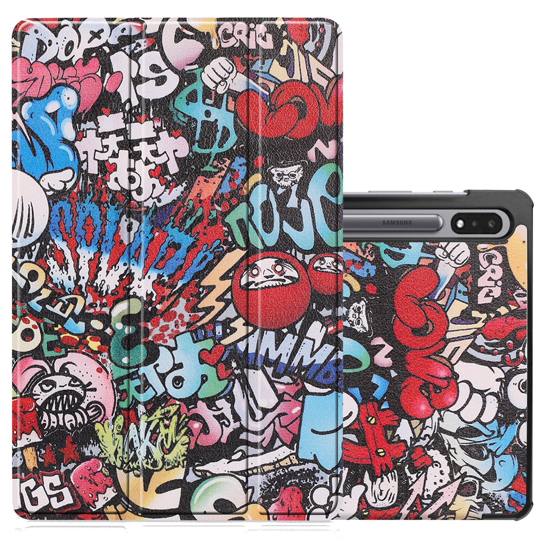 NoXx Samsung Galaxy Tab S8 Plus Hoesje Case Hard Cover Met S Pen Uitsparing Hoes Book Case Graffity