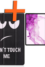 Nomfy Hoes Geschikt voor Samsung Galaxy Tab S8 Hoes Tri-fold Tablet Hoesje Case Met Screenprotector - Hoesje Geschikt voor Samsung Tab S8 Hoesje Hardcover Bookcase - Don't Touch Me