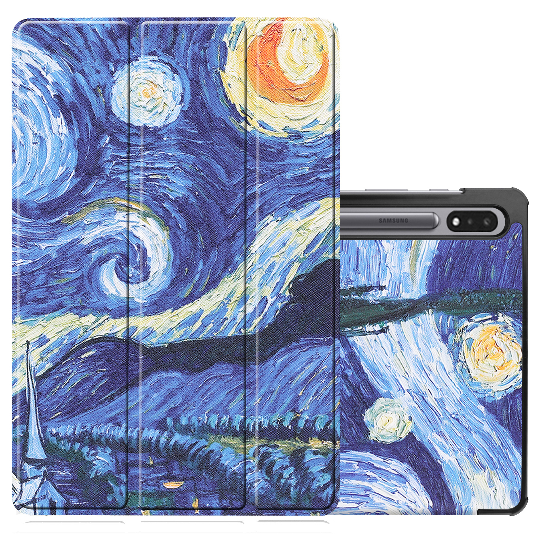 NoXx Samsung Galaxy Tab S8 Plus Hoesje Case Hard Cover Met S Pen Uitsparing Hoes Book Case Sterrenhemel
