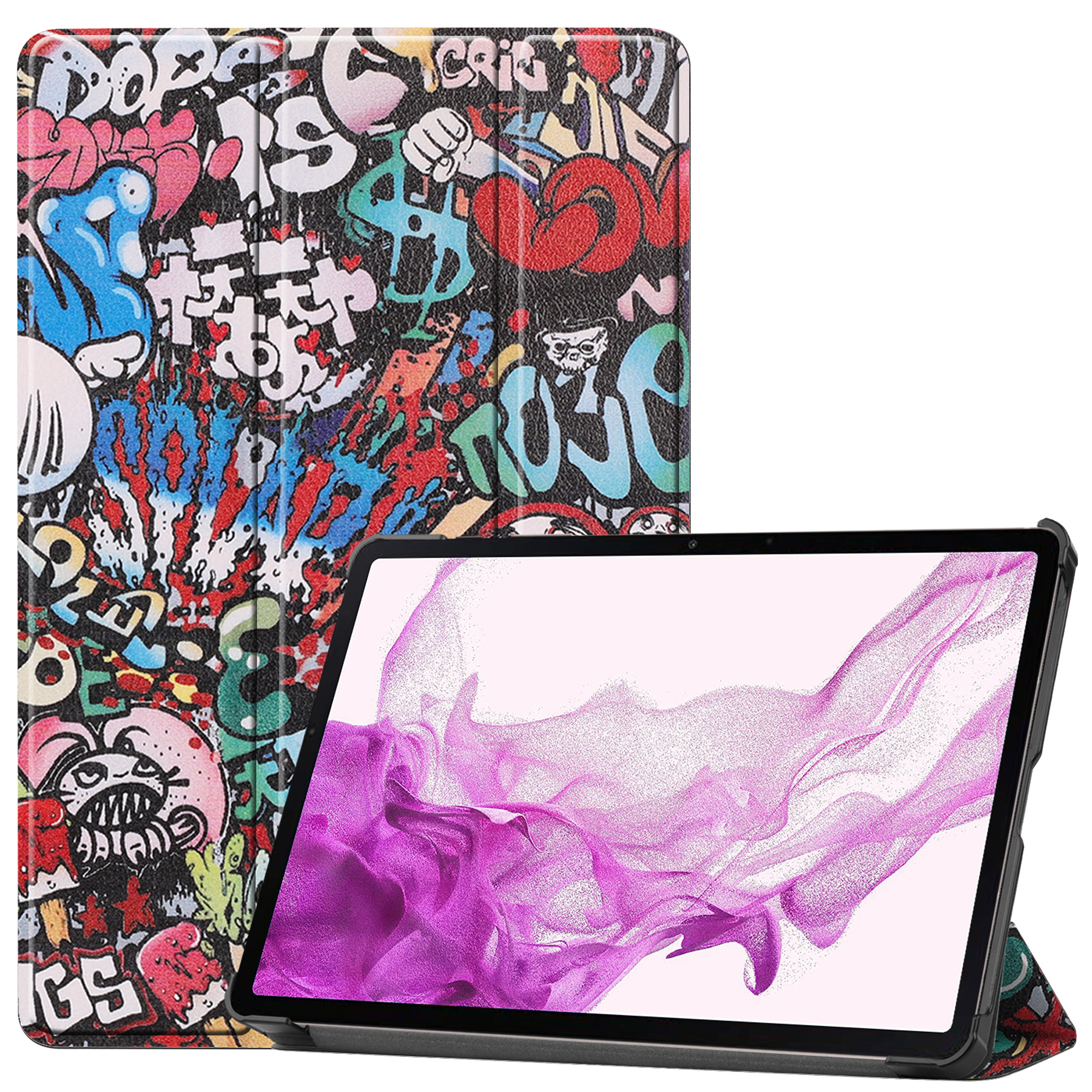Nomfy Hoes Geschikt voor Samsung Galaxy Tab S8 Plus Hoes Tri-fold Tablet Hoesje Case - Hoesje Geschikt voor Samsung Tab S8 Plus Hoesje Hardcover Bookcase - Graffity