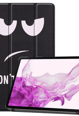 Nomfy Hoes Geschikt voor Samsung Galaxy Tab S8 Plus Hoes Tri-fold Tablet Hoesje Case - Hoesje Geschikt voor Samsung Tab S8 Plus Hoesje Hardcover Bookcase - Don't Touch Me