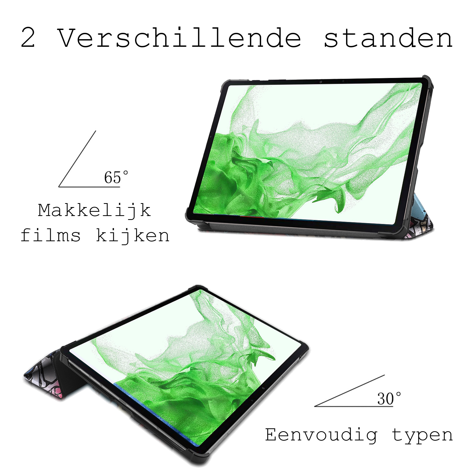 BASEY. Hoesje Geschikt voor Samsung Galaxy Tab S8 Ultra Hoes Case Tablet Hoesje Tri-fold - Hoes Geschikt voor Samsung Tab S8 Ultra Hoesje Hard Cover Bookcase Hoes - Graffity