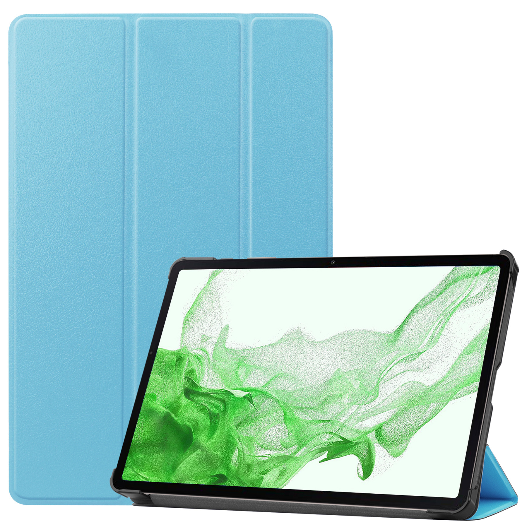 BASEY. Hoesje Geschikt voor Samsung Galaxy Tab S8 Ultra Hoes Case Tablet Hoesje Tri-fold - Hoes Geschikt voor Samsung Tab S8 Ultra Hoesje Hard Cover Bookcase Hoes - Lichtblauw