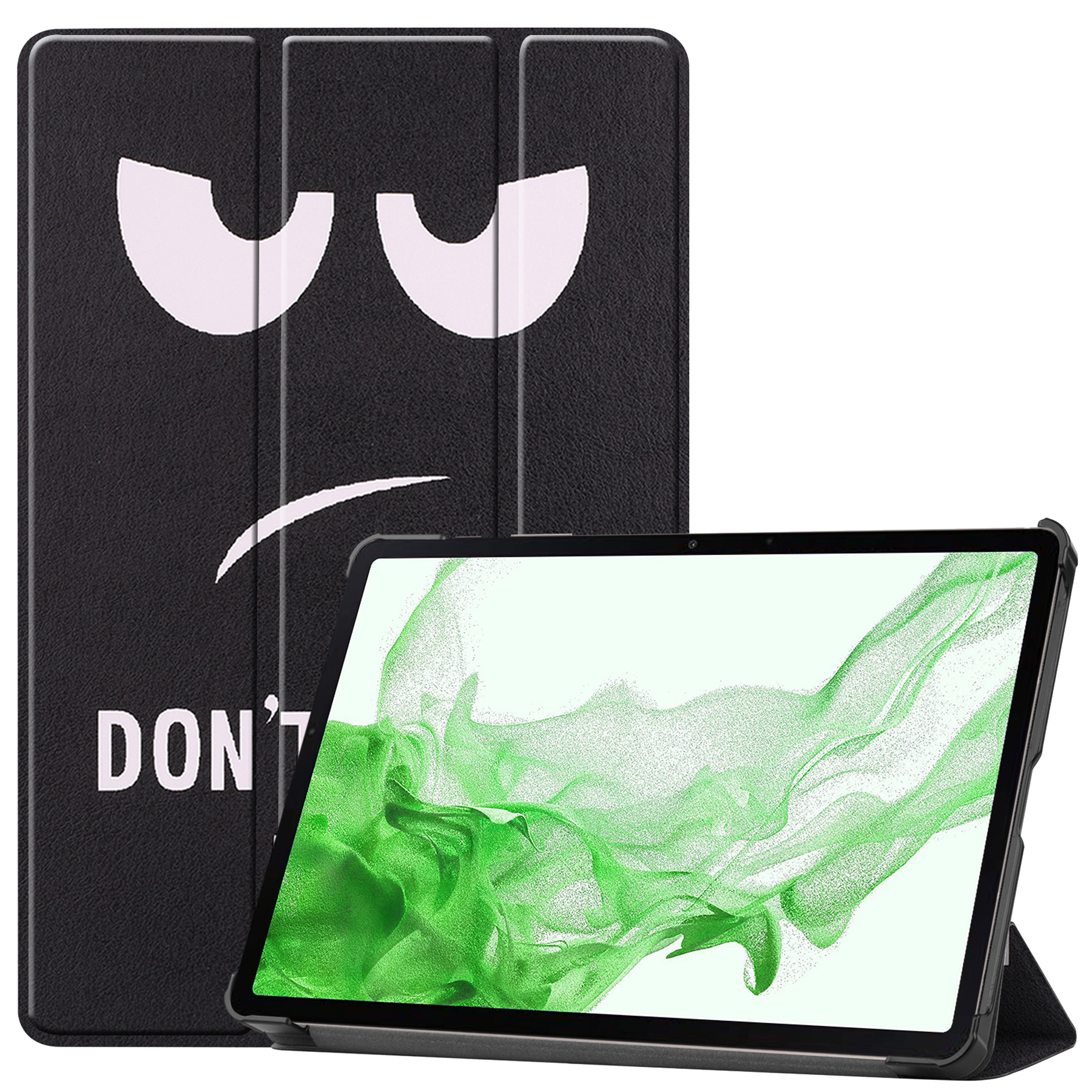 BASEY. Hoesje Geschikt voor Samsung Galaxy Tab S8 Ultra Hoes Case Tablet Hoesje Tri-fold - Hoes Geschikt voor Samsung Tab S8 Ultra Hoesje Hard Cover Bookcase Hoes - Don't Touch Me