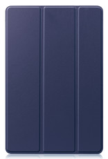Nomfy Hoes Geschikt voor Samsung Galaxy Tab S8 Ultra Hoes Tri-fold Tablet Hoesje Case - Hoesje Geschikt voor Samsung Tab S8 Ultra Hoesje Hardcover Bookcase - Donkerblauw