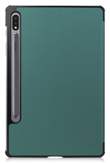 Nomfy Samsung Galaxy Tab S8 Ultra Hoesje 12,4 inch Case Donker Groen - Samsung Galaxy Tab S8 Ultra Hoes Hardcover Hoesje Bookcase Met Uitsparing S Pen - Donker Groen