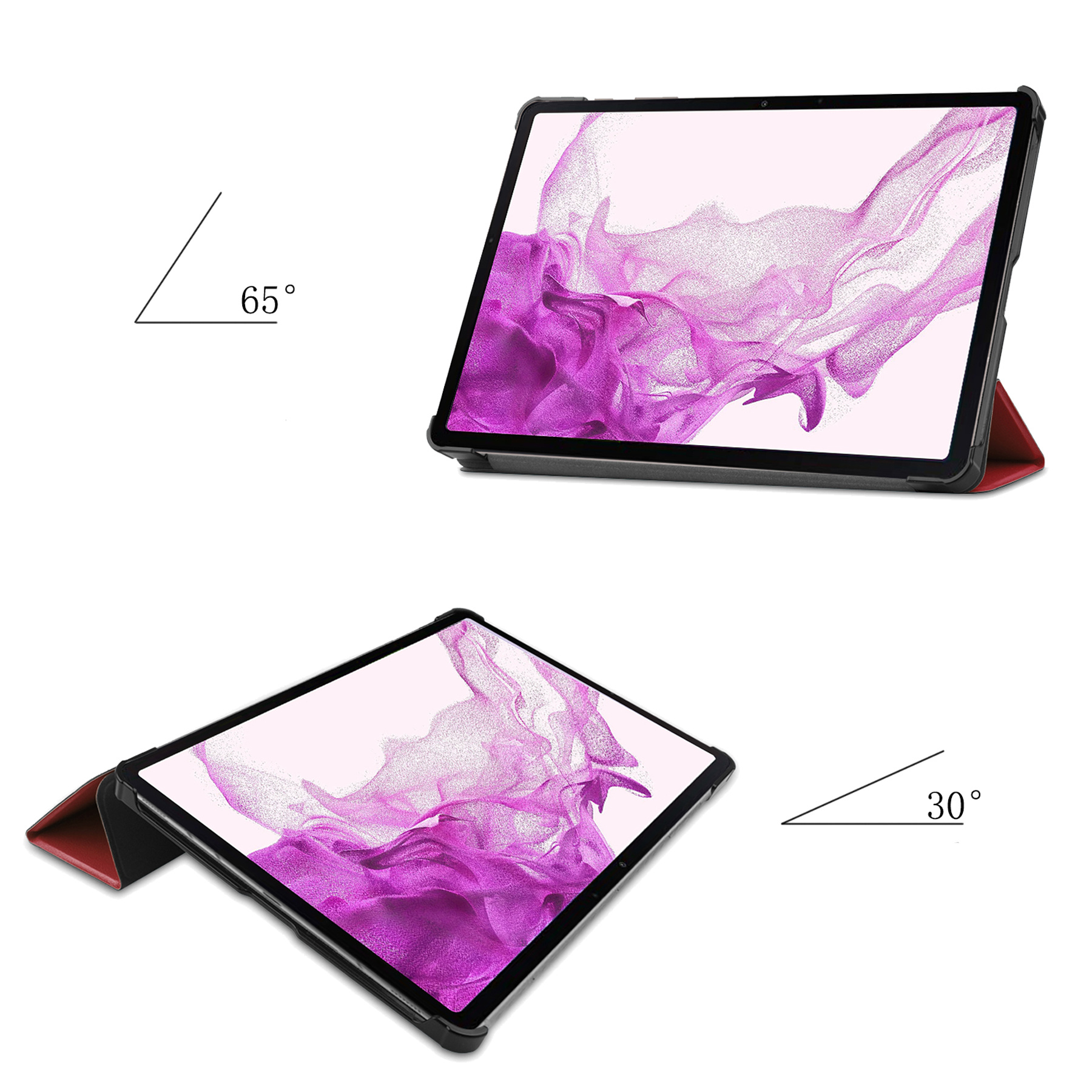 Nomfy Samsung Galaxy Tab S8 Ultra Hoesje 12,4 inch Case Donker Rood - Samsung Galaxy Tab S8 Ultra Hoes Hardcover Hoesje Bookcase Met Uitsparing S Pen - Donker Rood