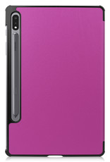 Nomfy Hoes Geschikt voor Samsung Galaxy Tab S8 Ultra Hoes Tri-fold Tablet Hoesje Case - Hoesje Geschikt voor Samsung Tab S8 Ultra Hoesje Hardcover Bookcase - Paars