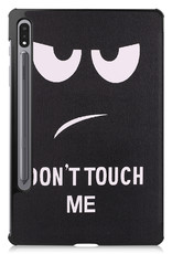 Nomfy Hoes Geschikt voor Samsung Galaxy Tab S8 Ultra Hoes Tri-fold Tablet Hoesje Case - Hoesje Geschikt voor Samsung Tab S8 Ultra Hoesje Hardcover Bookcase - Don't Touch Me