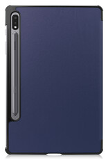 Hoesje Geschikt voor Samsung Galaxy Tab S8 Plus Hoes Case Tablet Hoesje Tri-fold Met Screenprotector - Hoes Geschikt voor Samsung Tab S8 Plus Hoesje Hard Cover Bookcase Hoes - Donkerblauw