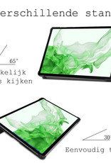 Hoesje Geschikt voor Samsung Galaxy Tab S8 Plus Hoes Case Tablet Hoesje Tri-fold Met Screenprotector - Hoes Geschikt voor Samsung Tab S8 Plus Hoesje Hard Cover Bookcase Hoes - Donkerrood