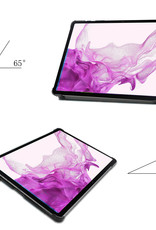 Nomfy Hoes Geschikt voor Samsung Galaxy Tab S8 Plus Hoes Tri-fold Tablet Hoesje Case Met Screenprotector - Hoesje Geschikt voor Samsung Tab S8 Plus Hoesje Hardcover Bookcase - Bloesem