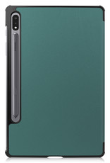 Samsung Galaxy Tab S8 Plus Hoesje 12.4 inch Case Donker Groen - Samsung Galaxy Tab S8 Plus Hoes Hardcover Hoesje Bookcase Met Uitsparing S Pen - Donker Groen