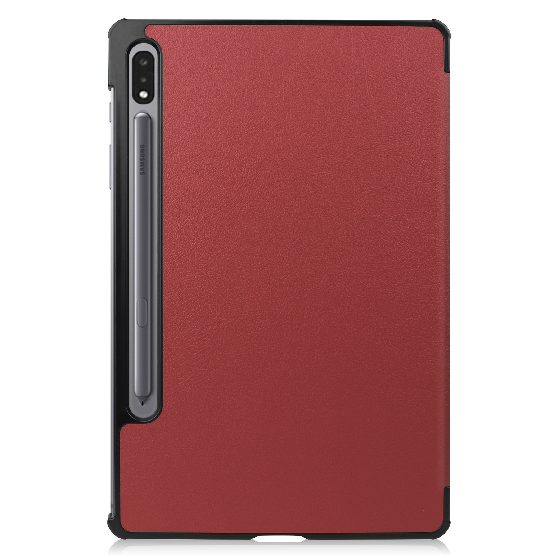 Nomfy Hoes Geschikt voor Samsung Galaxy Tab S8 Plus Hoes Tri-fold Tablet Hoesje Case Met Screenprotector - Hoesje Geschikt voor Samsung Tab S8 Plus Hoesje Hardcover Bookcase - Donkerrood