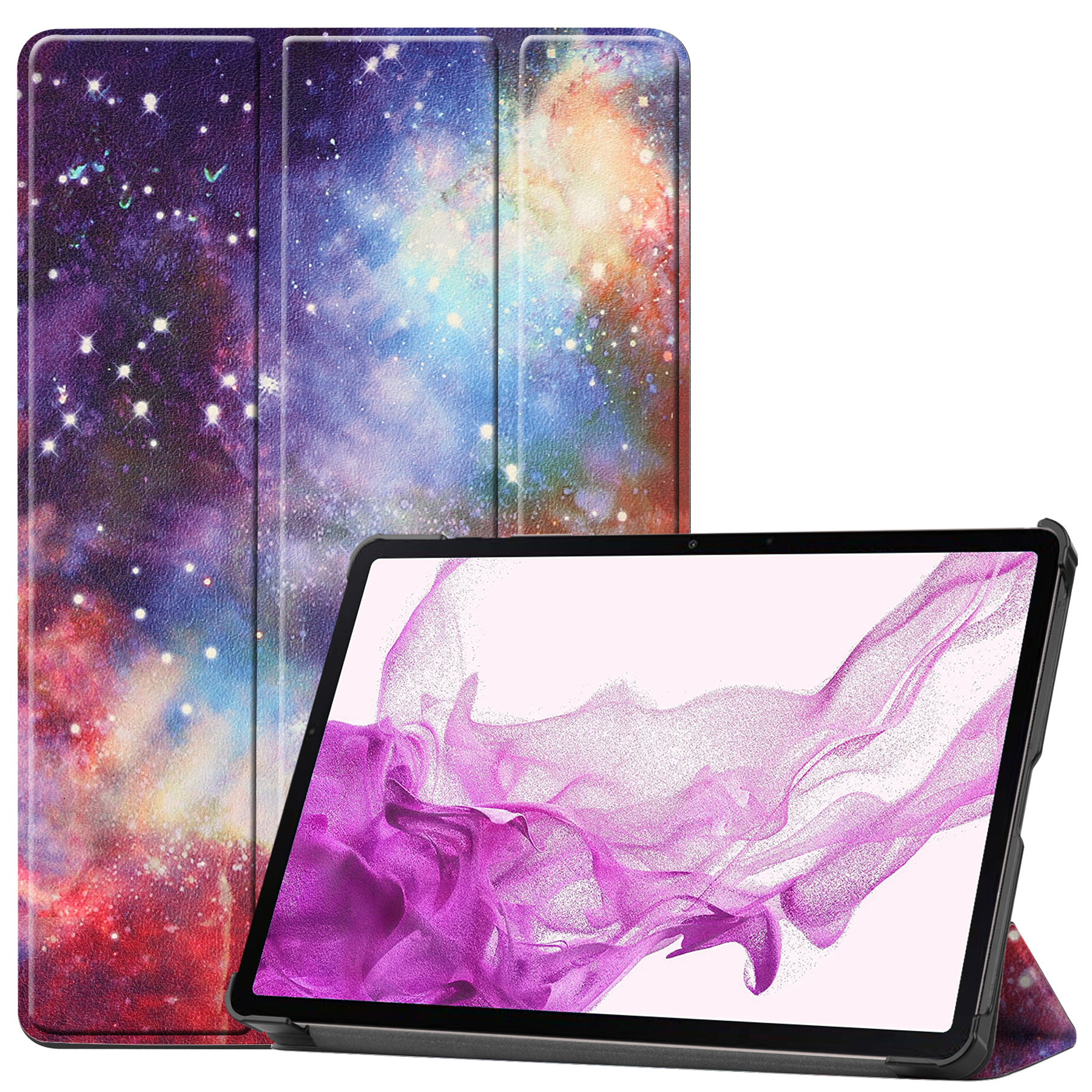 Nomfy Hoes Geschikt voor Samsung Galaxy Tab S8 Plus Hoes Tri-fold Tablet Hoesje Case Met Screenprotector - Hoesje Geschikt voor Samsung Tab S8 Plus Hoesje Hardcover Bookcase - Galaxy