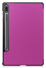 Nomfy Hoes Geschikt voor Samsung Galaxy Tab S8 Plus Hoes Tri-fold Tablet Hoesje Case Met Screenprotector - Hoesje Geschikt voor Samsung Tab S8 Plus Hoesje Hardcover Bookcase - Paars