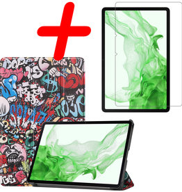 BASEY. BASEY. Samsung Galaxy Tab S8 Plus Hoes Met Screenprotector - Graffity