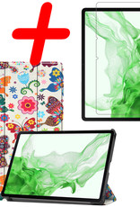BASEY. Hoesje Geschikt voor Samsung Galaxy Tab S8 Plus Hoes Case Tablet Hoesje Tri-fold Met Screenprotector - Hoes Geschikt voor Samsung Tab S8 Plus Hoesje Hard Cover Bookcase Hoes - Vlinders