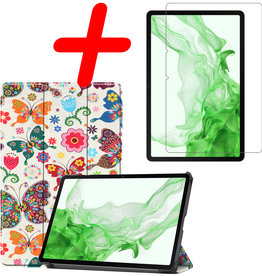 BASEY. BASEY. Samsung Galaxy Tab S8 Plus Hoes Met Screenprotector - Vlinders