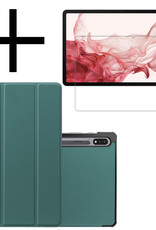 Hoesje Geschikt voor Samsung Galaxy Tab S8 Plus Hoesje Case Hard Cover Hoes Book Case Met Screenprotector - Donkergroen