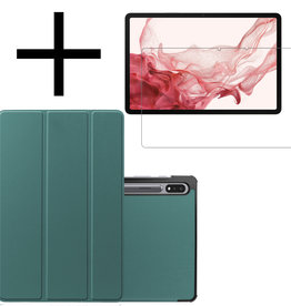 NoXx NoXx Samsung Galaxy Tab S8 Plus Hoes Met Screenprotector - Donkergroen