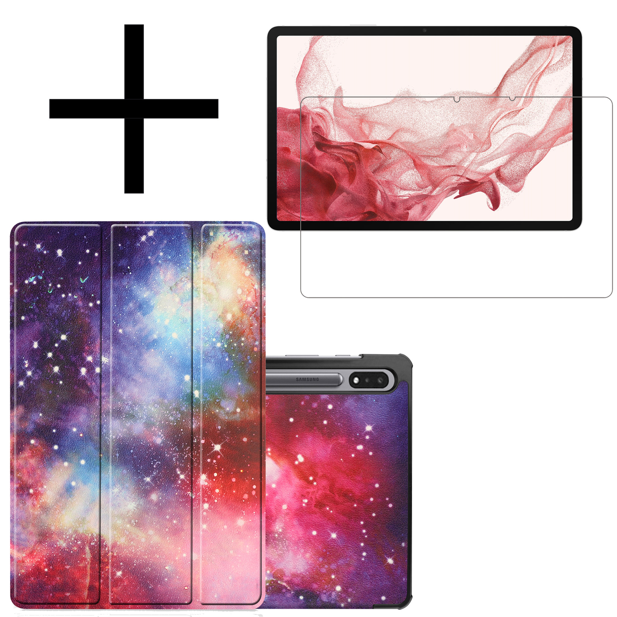 NoXx Hoesje Geschikt voor Samsung Galaxy Tab S8 Plus Hoesje Case Hard Cover Hoes Book Case Met Screenprotector - Galaxy