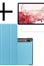 NoXx Hoesje Geschikt voor Samsung Galaxy Tab S8 Plus Hoesje Case Hard Cover Hoes Book Case Met Screenprotector - Lichtblauw