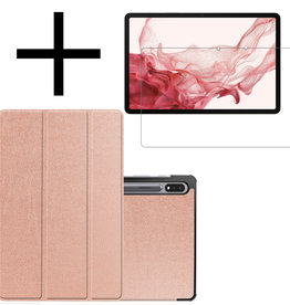 NoXx NoXx Samsung Galaxy Tab S8 Plus Hoes Met Screenprotector - Rose Goud