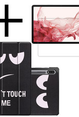 NoXx Hoesje Geschikt voor Samsung Galaxy Tab S8 Plus Hoesje Case Hard Cover Hoes Book Case Met Screenprotector - Don't Touch Me