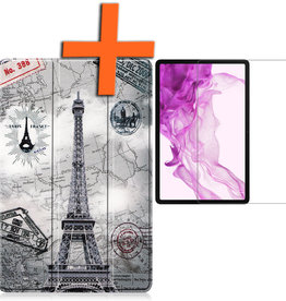 Nomfy Nomfy Samsung Galaxy Tab S8 Plus Hoes Met Screenprotector - Eiffeltoren