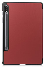 Hoesje Geschikt voor Samsung Galaxy Tab S8 Ultra Hoes Case Tablet Hoesje Tri-fold Met Screenprotector - Hoes Geschikt voor Samsung Tab S8 Ultra Hoesje Hard Cover Bookcase Hoes - Donkerrood