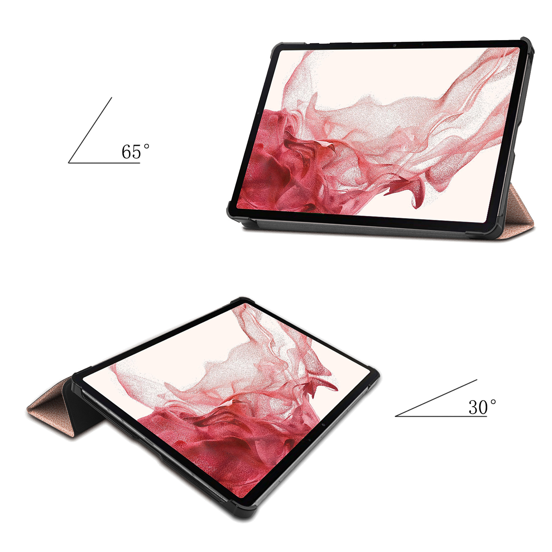 NoXx Hoesje Geschikt voor Samsung Galaxy Tab S8 Ultra Hoesje Case Hard Cover Hoes Book Case Met Screenprotector - Rosé goud