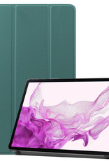 Nomfy Hoes Geschikt voor Samsung Galaxy Tab S8 Ultra Hoes Tri-fold Tablet Hoesje Case Met Screenprotector - Hoesje Geschikt voor Samsung Tab S8 Ultra Hoesje Hardcover Bookcase - Donkergroen