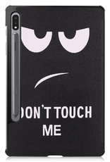 Nomfy Hoes Geschikt voor Samsung Galaxy Tab S8 Ultra Hoes Tri-fold Tablet Hoesje Case Met Screenprotector - Hoesje Geschikt voor Samsung Tab S8 Ultra Hoesje Hardcover Bookcase - Don't Touch Me