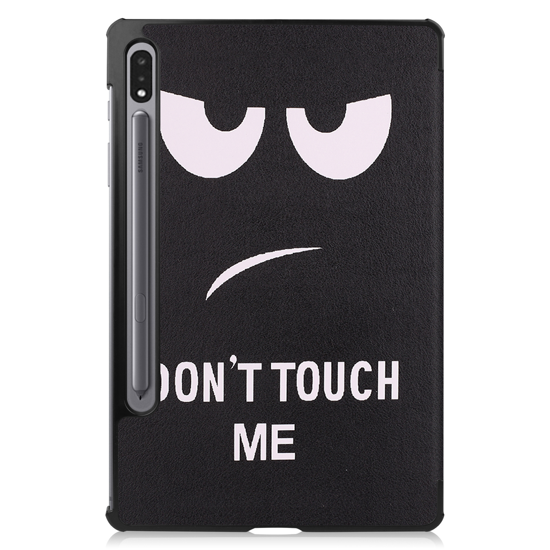 Nomfy Hoes Geschikt voor Samsung Galaxy Tab S8 Ultra Hoes Tri-fold Tablet Hoesje Case Met Screenprotector - Hoesje Geschikt voor Samsung Tab S8 Ultra Hoesje Hardcover Bookcase - Don't Touch Me