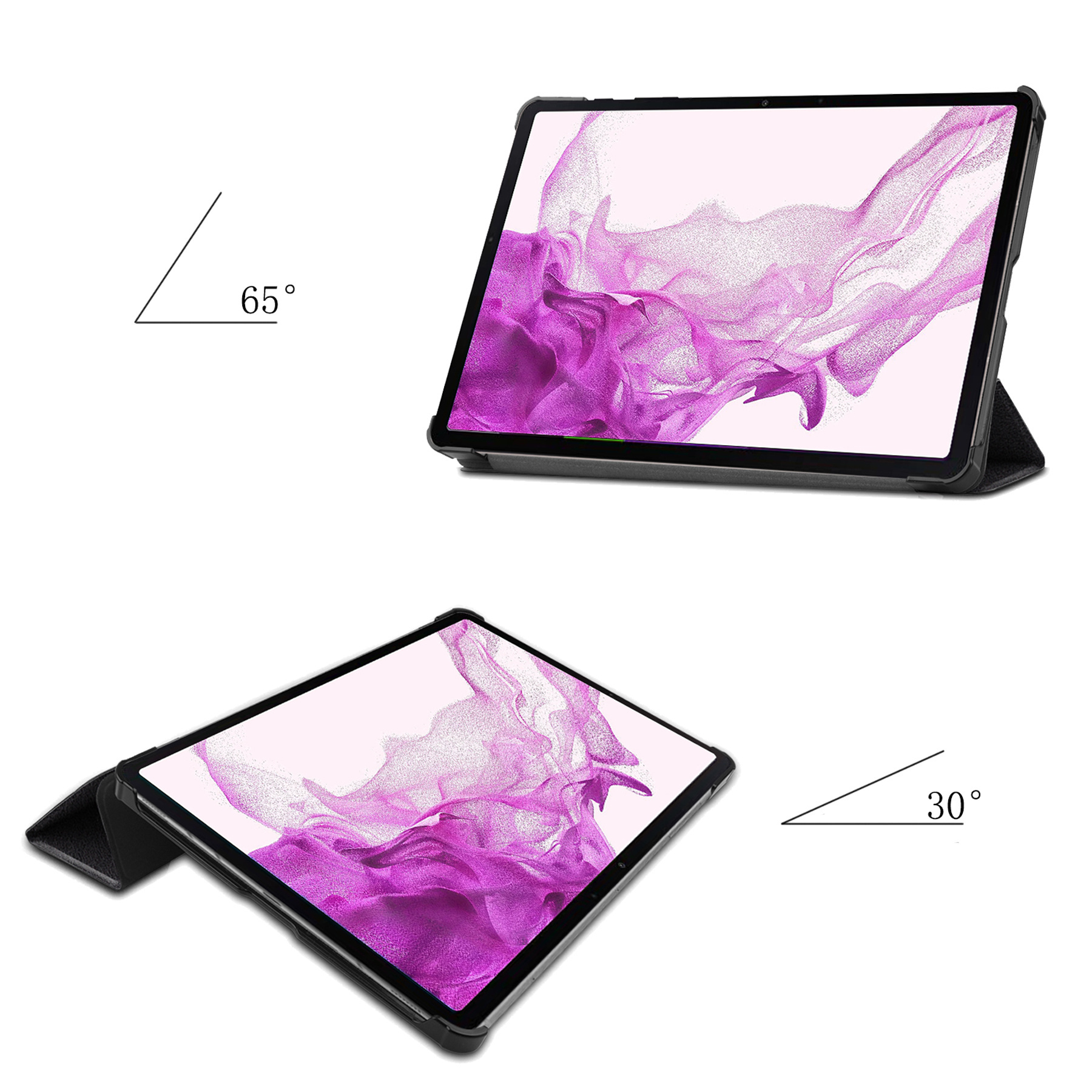 Nomfy Hoes Geschikt voor Samsung Galaxy Tab S8 Ultra Hoes Tri-fold Tablet Hoesje Case Met Screenprotector - Hoesje Geschikt voor Samsung Tab S8 Ultra Hoesje Hardcover Bookcase - Don't Touch Me