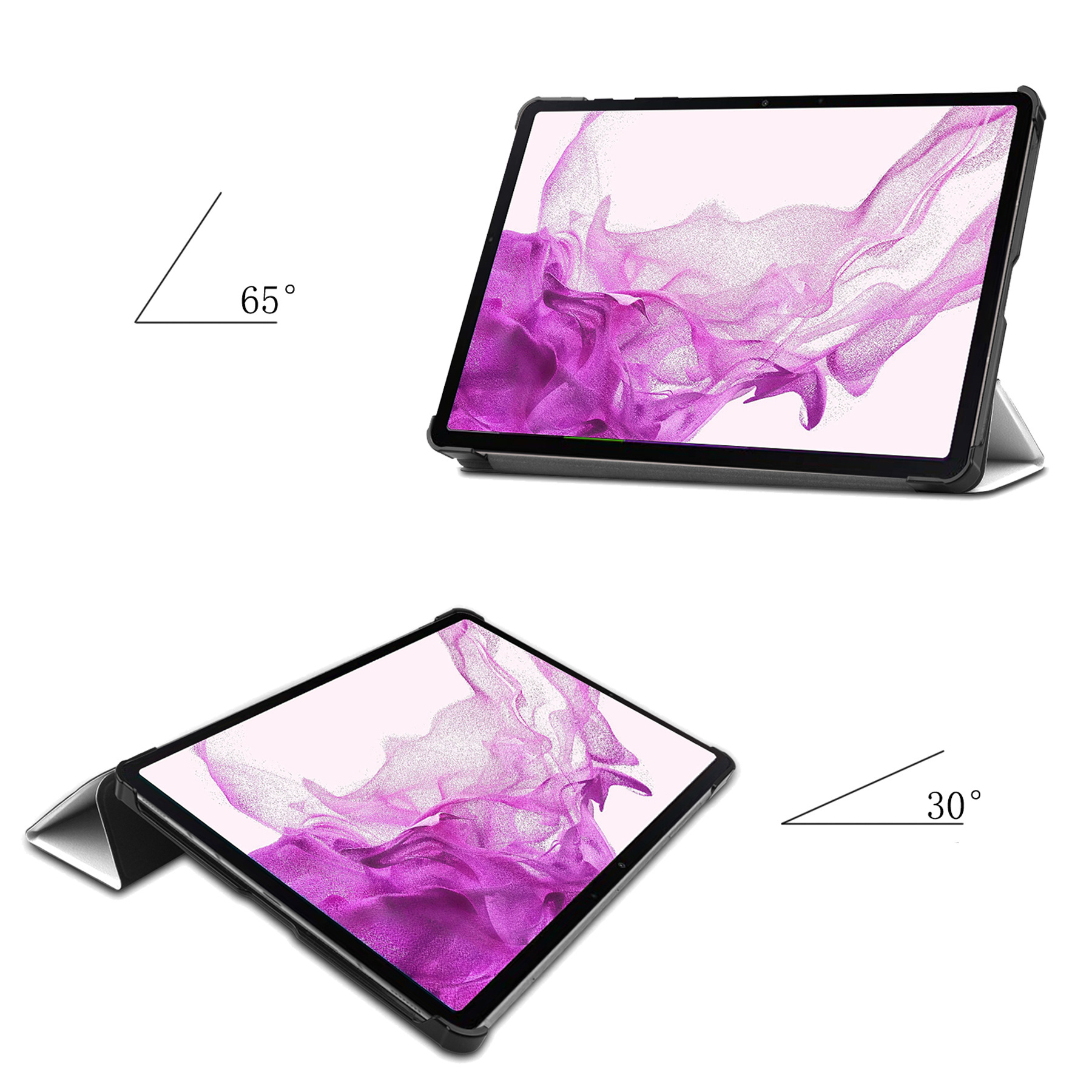 Nomfy Hoes Geschikt voor Samsung Galaxy Tab S8 Ultra Hoes Tri-fold Tablet Hoesje Case Met Screenprotector - Hoesje Geschikt voor Samsung Tab S8 Ultra Hoesje Hardcover Bookcase - Vlinders