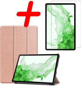 BASEY. BASEY. Samsung Galaxy Tab S8 Ultra Hoes Met Screenprotector - Rose Goud