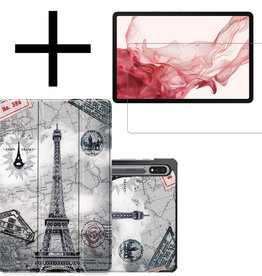 NoXx NoXx Samsung Galaxy Tab S8 Ultra Hoes Met Screenprotector - Eiffeltoren