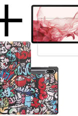 Samsung Galaxy Tab S8 Ultra Hoesje Case Hard Cover Met S Pen Uitsparing Hoes Book Case Graffity