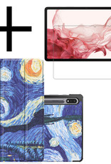 NoXx Hoesje Geschikt voor Samsung Galaxy Tab S8 Ultra Hoesje Case Hard Cover Hoes Book Case Met Screenprotector - Sterrenhemel