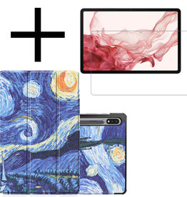 NoXx NoXx Samsung Galaxy Tab S8 Ultra Hoes Met Screenprotector - Sterrenhemel