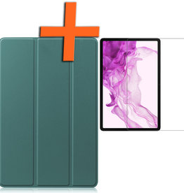 Nomfy Nomfy Samsung Galaxy Tab S8 Ultra Hoes Met Screenprotector - Donkergroen