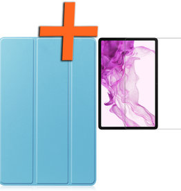 Nomfy Nomfy Samsung Galaxy Tab S8 Ultra Hoes Met Screenprotector - Lichtblauw
