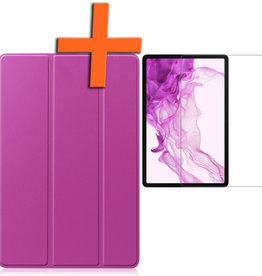 Nomfy Nomfy Samsung Galaxy Tab S8 Ultra Hoes Met Screenprotector - Paars
